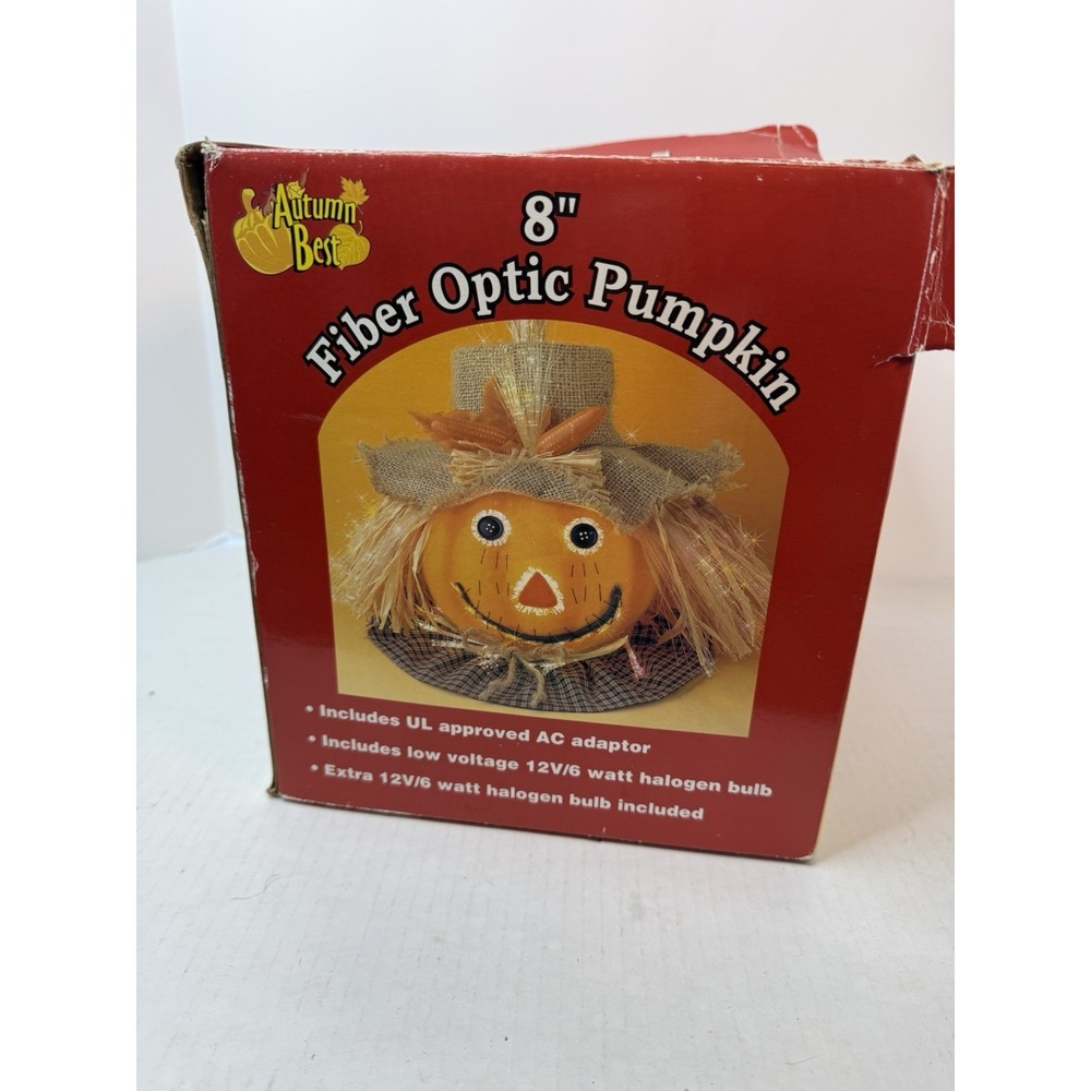 VTG Halloween Fiber Optic Pumpkin Jack O Lantern Light 8" IN BOX Autumn Best - Picture 11 of 12